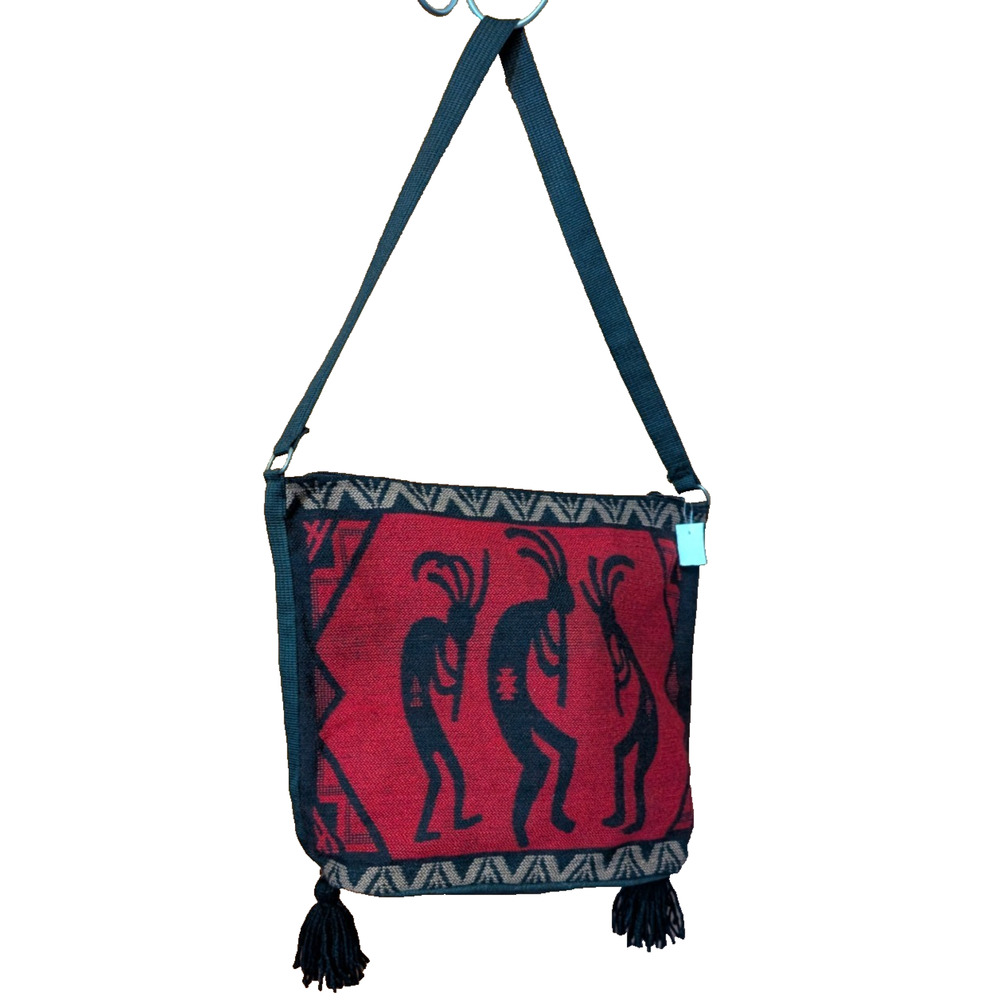 Kokopelli Design Woven Zippered Shoulder bag Tote NEW‎